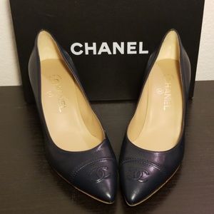 CHANEL Escarpins Navy Pumps Heels BRAND NEW 39